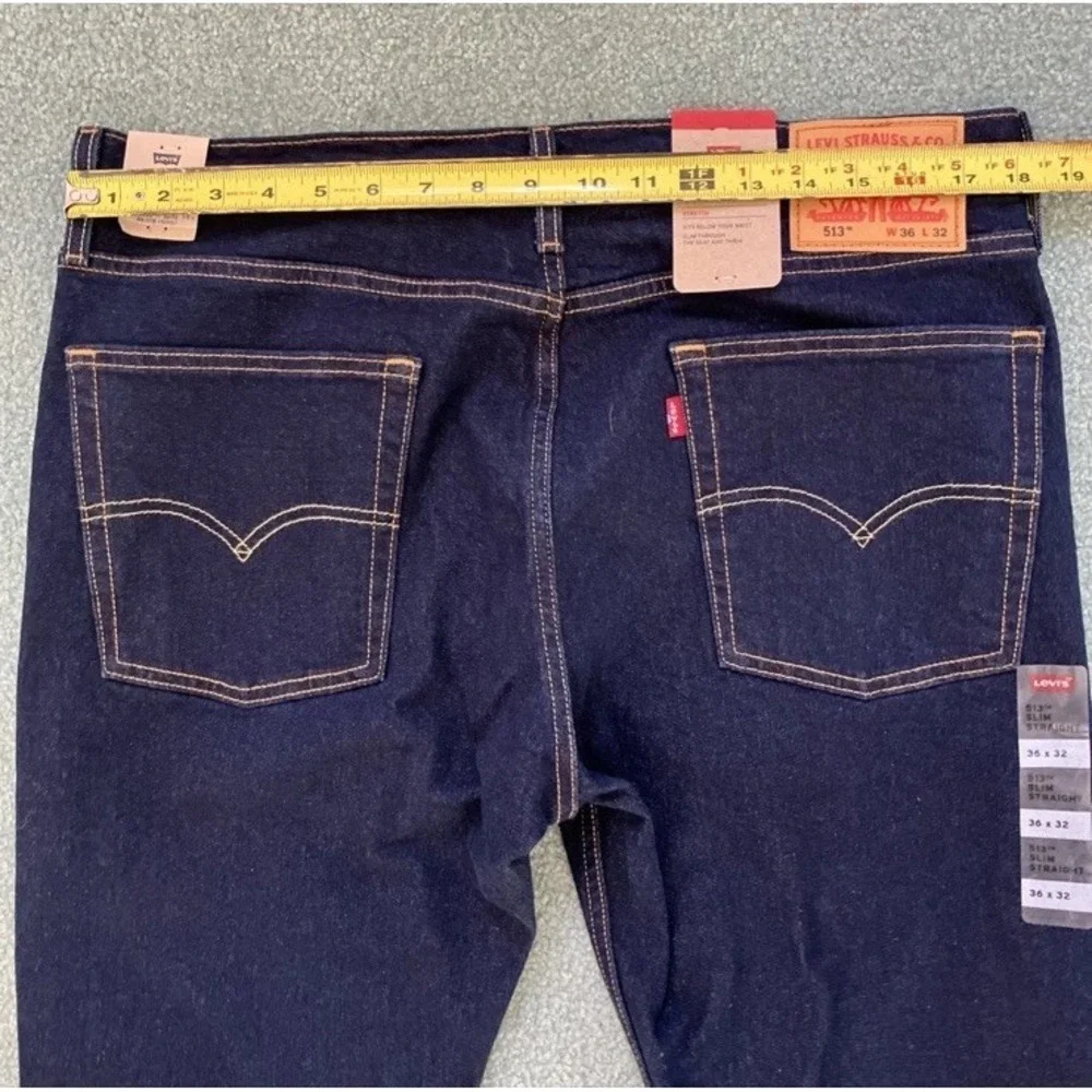 Levi's 513 Slim Straight Men's Jeans 36x32 Dark Blue Denim Cowboy NWT